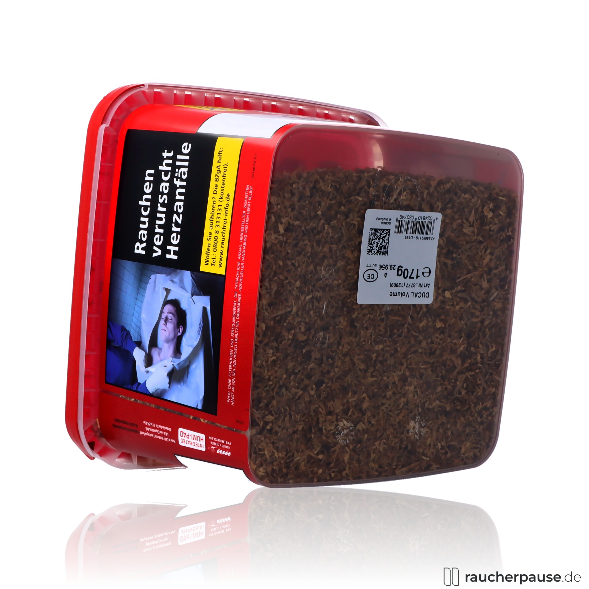 ducal red volumentabak mega eimer american blend intensiver genuss , packshot hinterseite