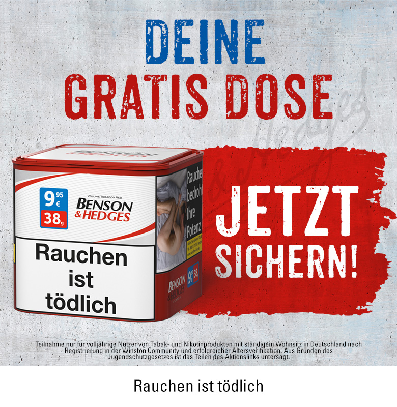 banner benson und hedges tabakdose gratis aktion
