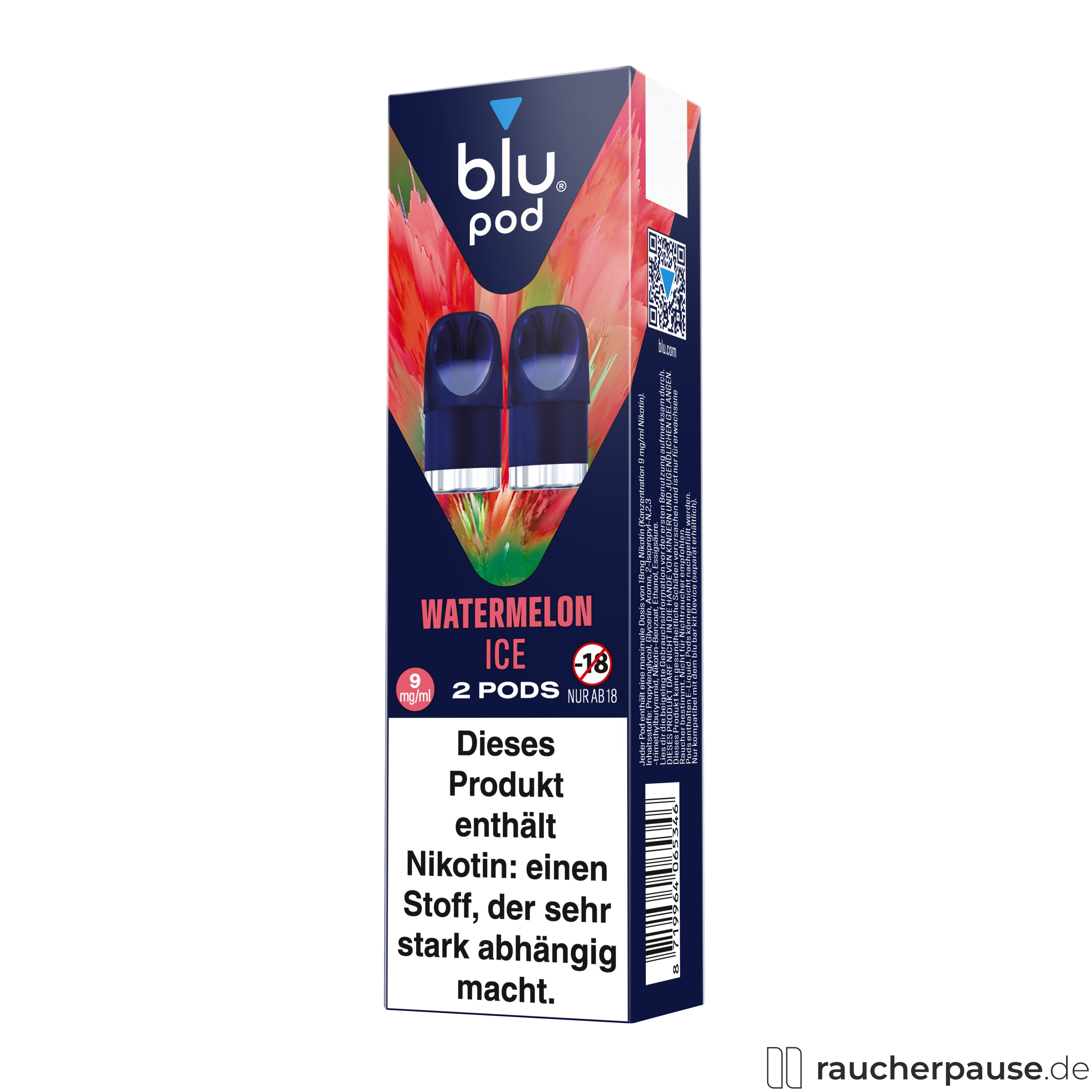 blu, blu pod watermelon ice 9mg , packshot hinterseite
