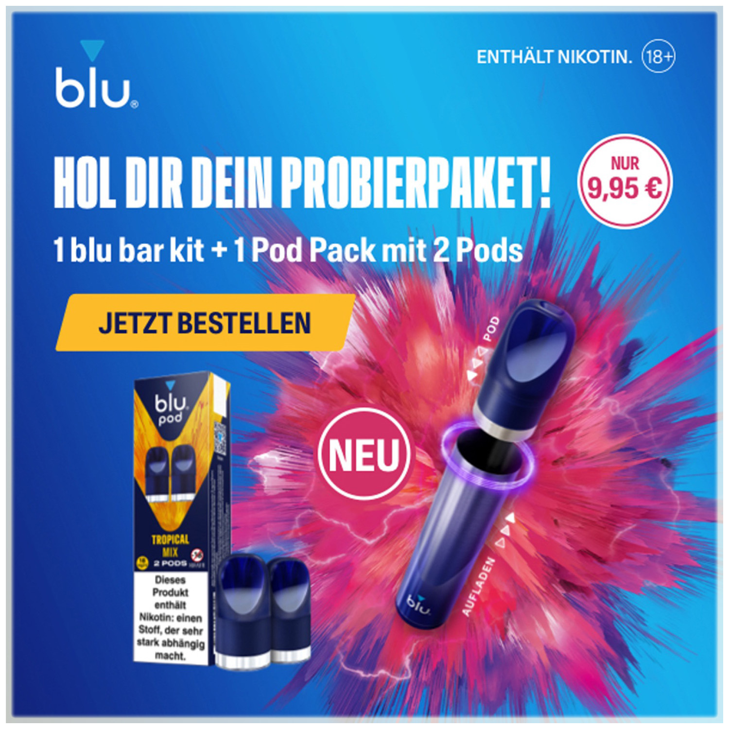 Banner Starterdeal Blu Gerät + 1 Pod Pack