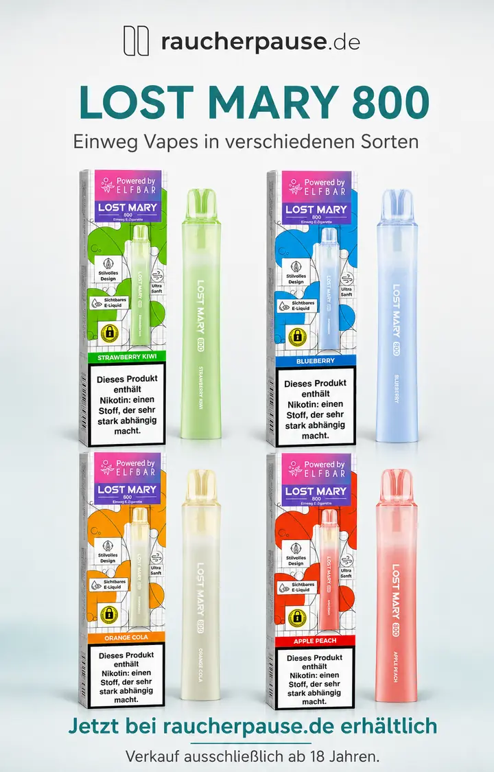 Lost Mary 800 Einweg Vapes in verschiedenen Sorten bei raucherpause.de