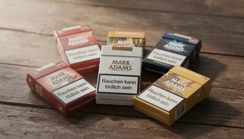 Verschiedene Packungen Mark Adams Zigaretten