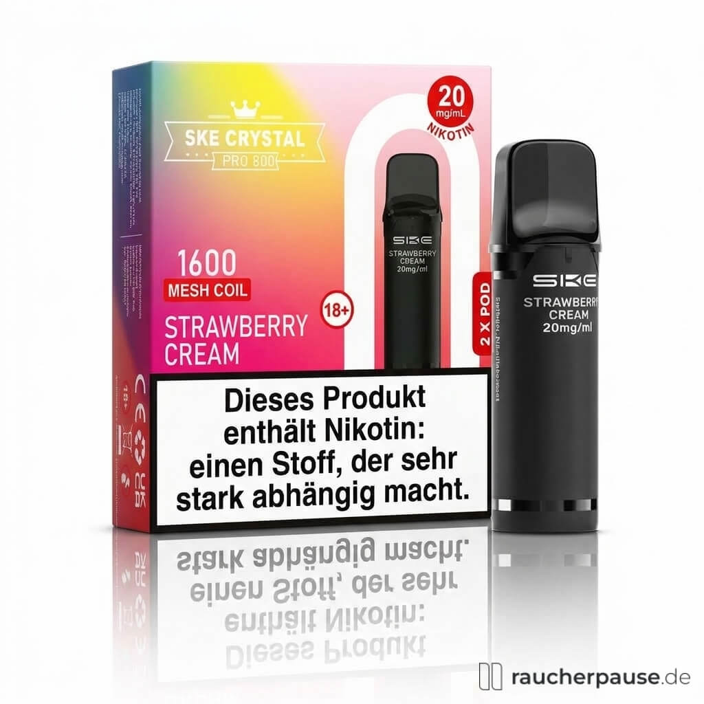 SKE Crystal 800 Pro Strawberry Cream Prefilled Pods | 2 Stück | 20 mg/ml Nikotin