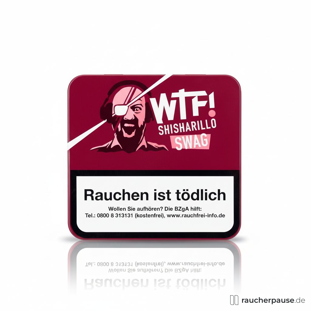 WTF! Shisharillo Swag | 20er Metall-Etui | Kirsch-Aroma | Ecuador Shade Deckblatt WTF! Shisharillo Swag | 20er Metall-Etui | Kirsch-Aroma | Ecuador Shade Deckblatt