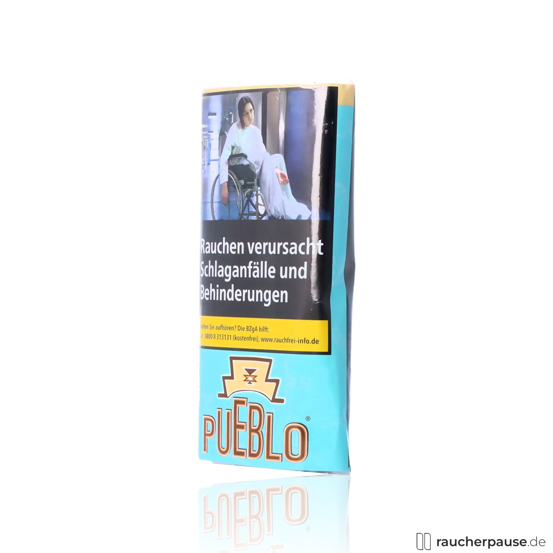 pueblo blue feinschnitt tabak 30g pouch ohne zusatzstoffe virginia , packshot vorderseite