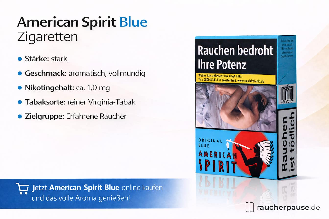 American Spirit Blue Zigaretten kaufen – starker Tabak mit intensivem Geschmack