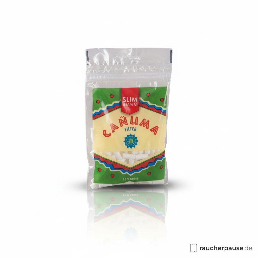 Canuma by Rizla Filter Tips | Ø 6mm Slim-Filter | 150 Stück Beutel | Optimales Zugverhalten