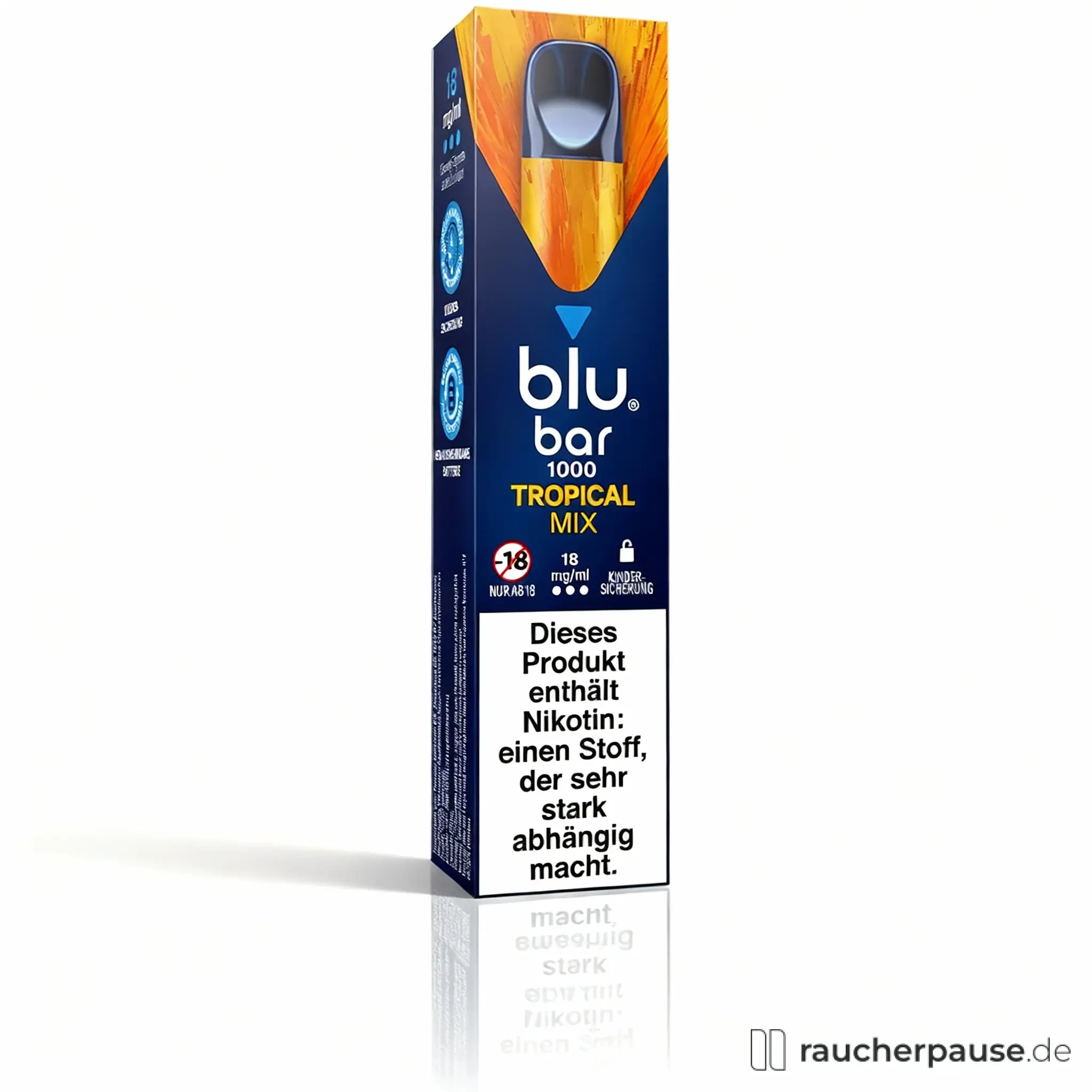 blu bar 1000 Einweg E-Zigarette Tropical Mix | 18 mg Nikotin | Fruchtiger Genuss für unterwegs | Bis zu 1000 Züge