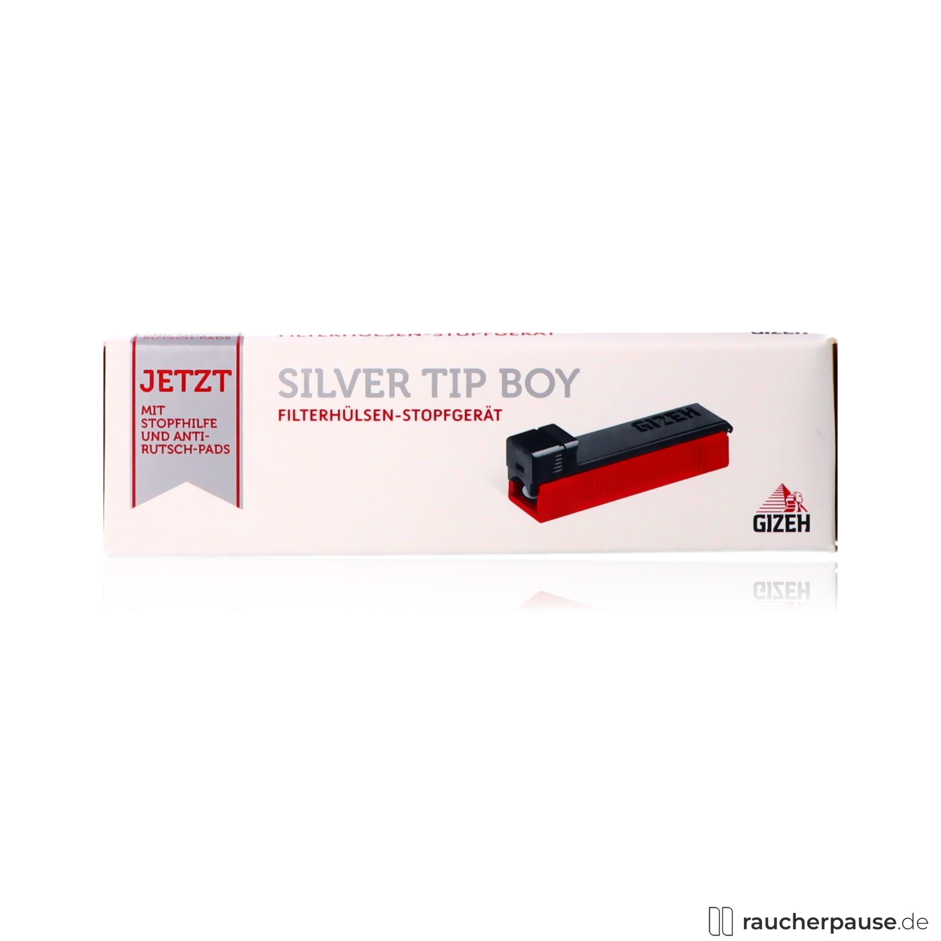 Gizeh Silver Tip Boy Zigaretten-Stopfer | King-Size Hülsen | Rutschfeste Basis & Ersatzspitze