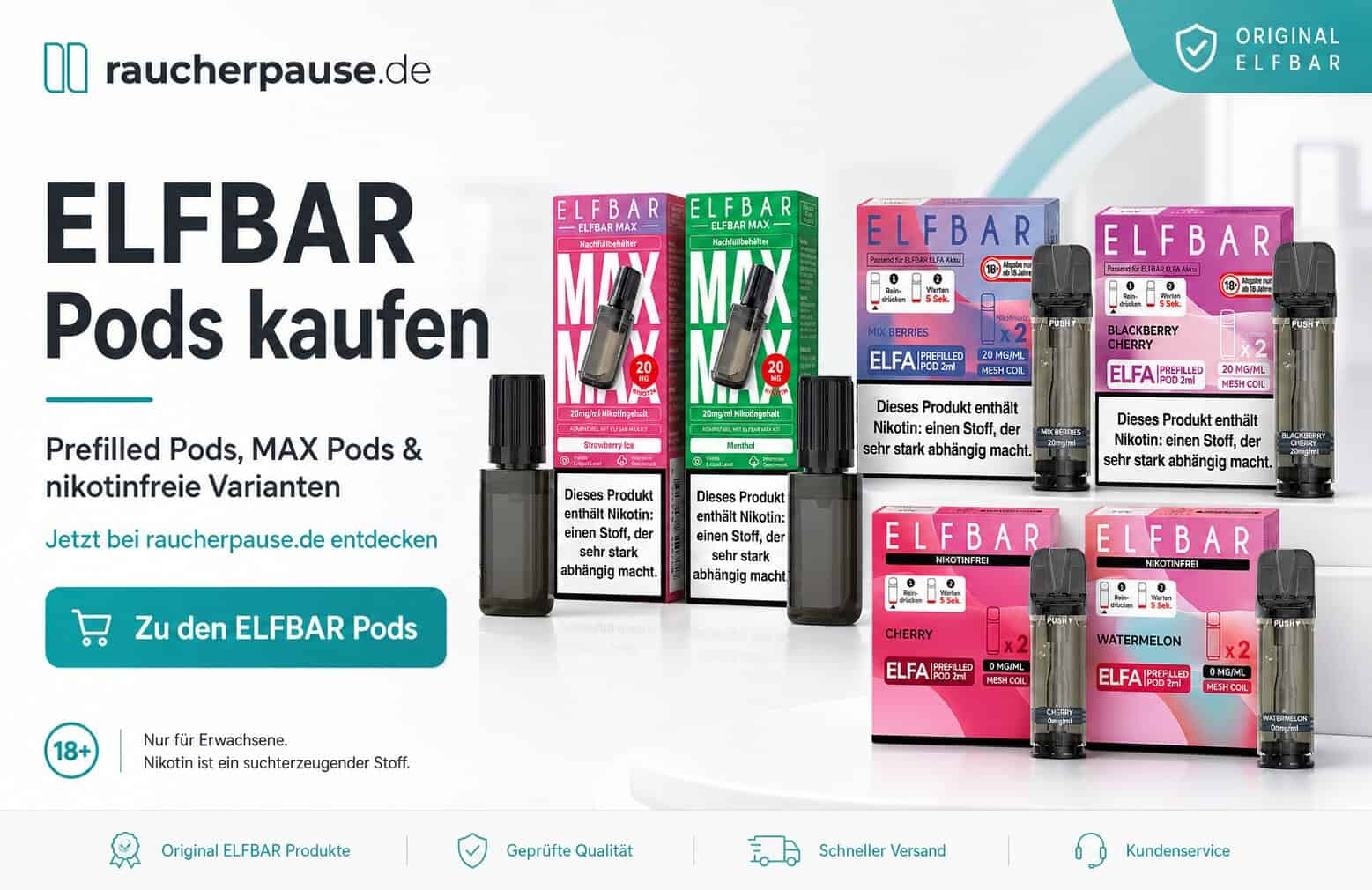 ELFBAR Pods kaufen – Prefilled Pods, MAX Pods und Refill Pods im Vergleich