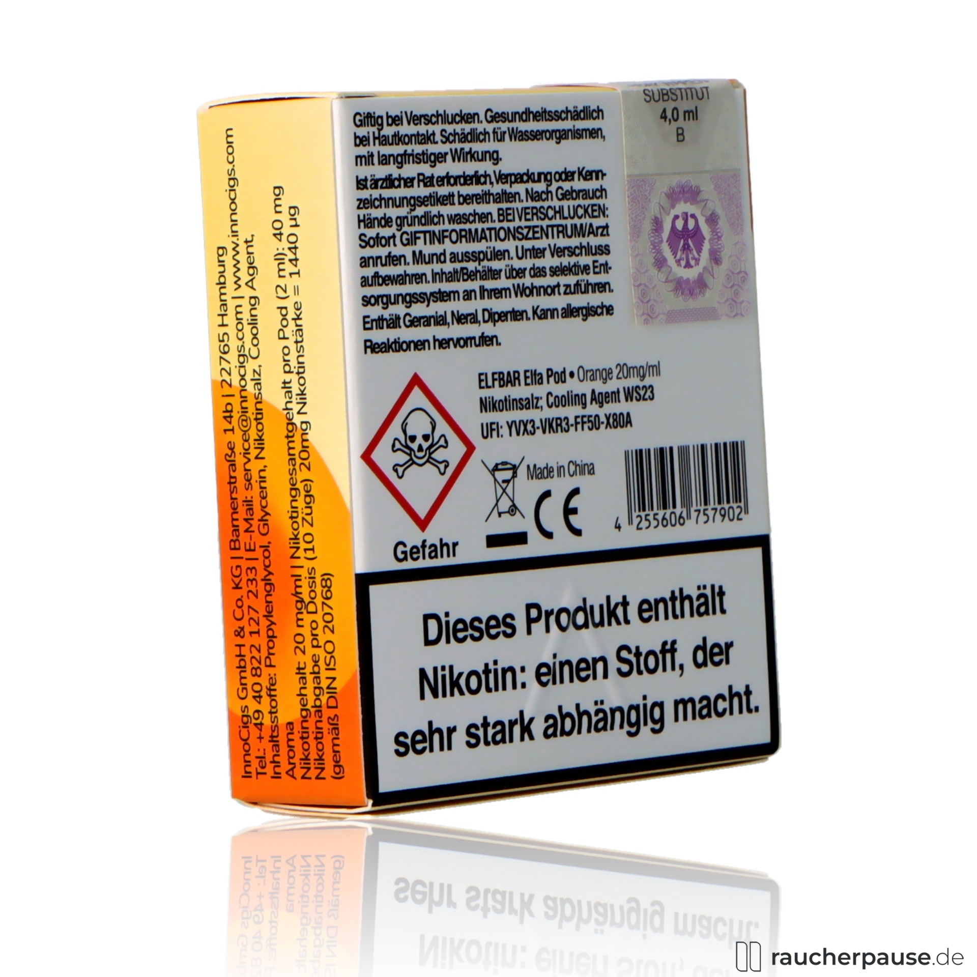 elfbar, elf bar elfa prefilled pods orange ml nikotin, packshot vorderseite