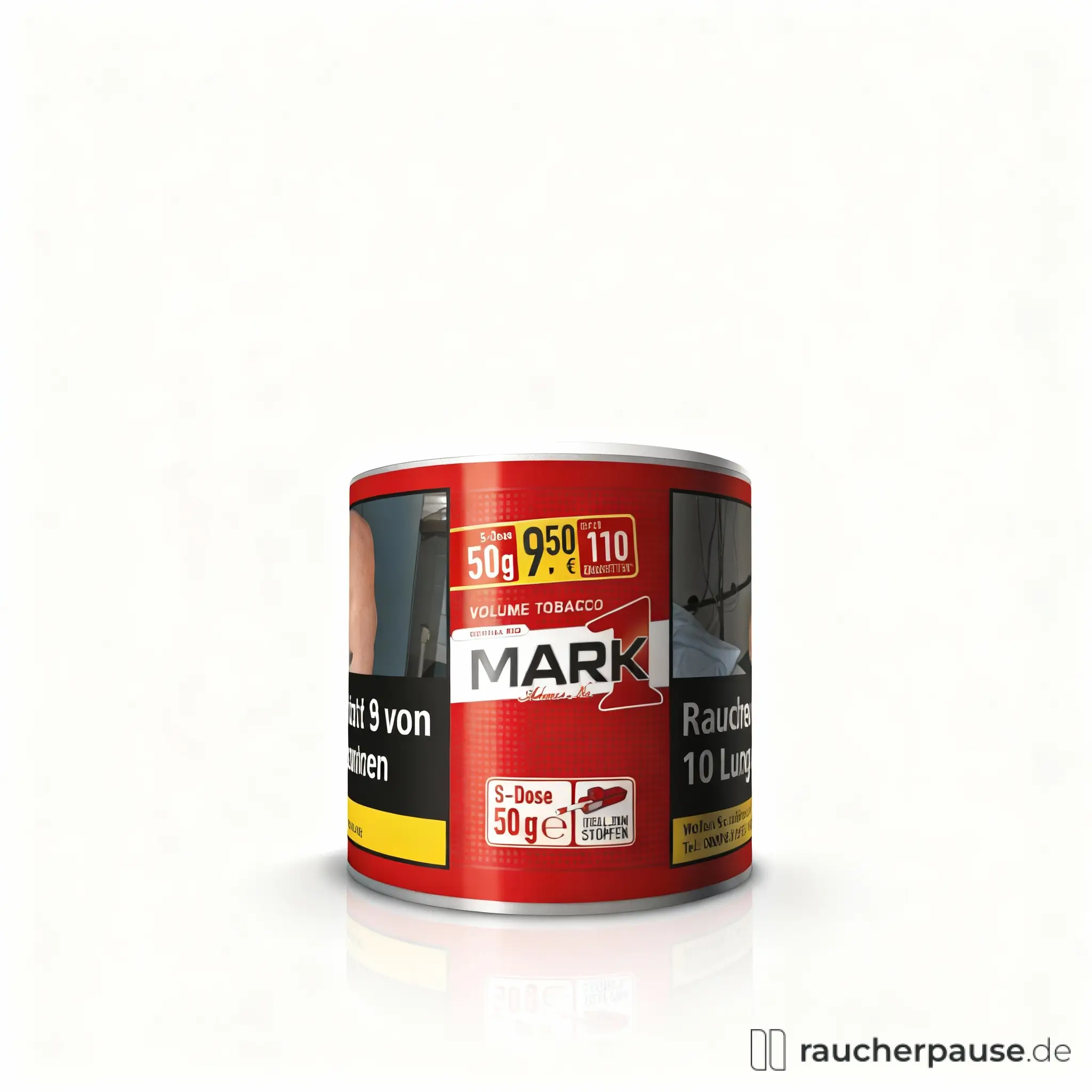 Mark Adams No. 1 RED Volumentabak in roter Dose mit silberner Kante und weißem MARK1-Logo auf rotem Hintergrund.