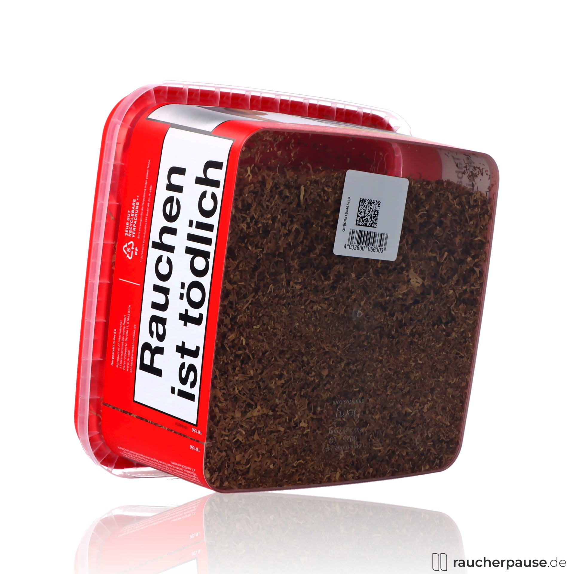 winston volume red mega box volumentabak wuerziges aroma american blend , packshot hinterseite