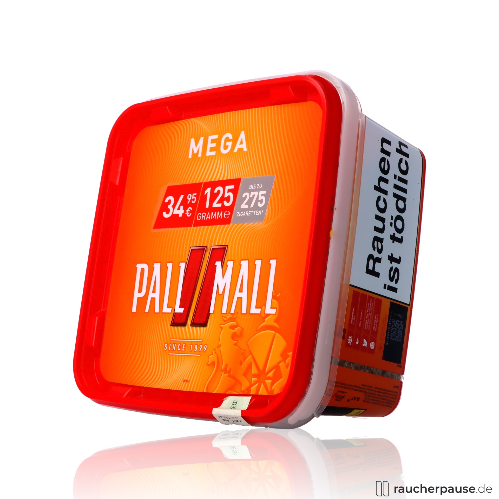 pall mall allround red volumentabak dose extra ergiebig zigaretten , packshot seitlich