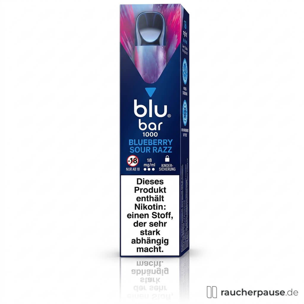 blu bar 1000 Blueberry Sour Razz | 18 mg/ml Nikotin | bis zu 1000 Züge