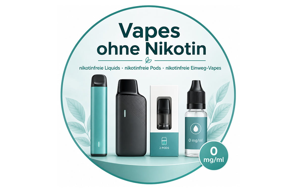 Vapes ohne Nikotin mit nikotinfreien Liquids, Pods und Einweg-Vapes mit 0 mg/ml
