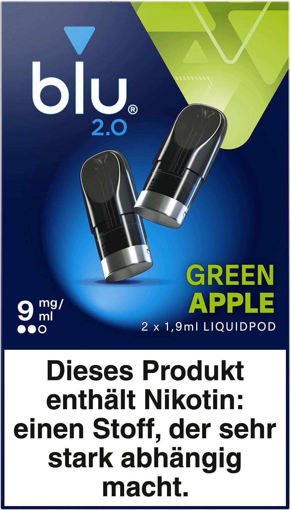 BLU 2.0 Green Apple Liquid Pod | 9mg/ml Nikotin | 2 Stück | Frischer Apfelgeschmack