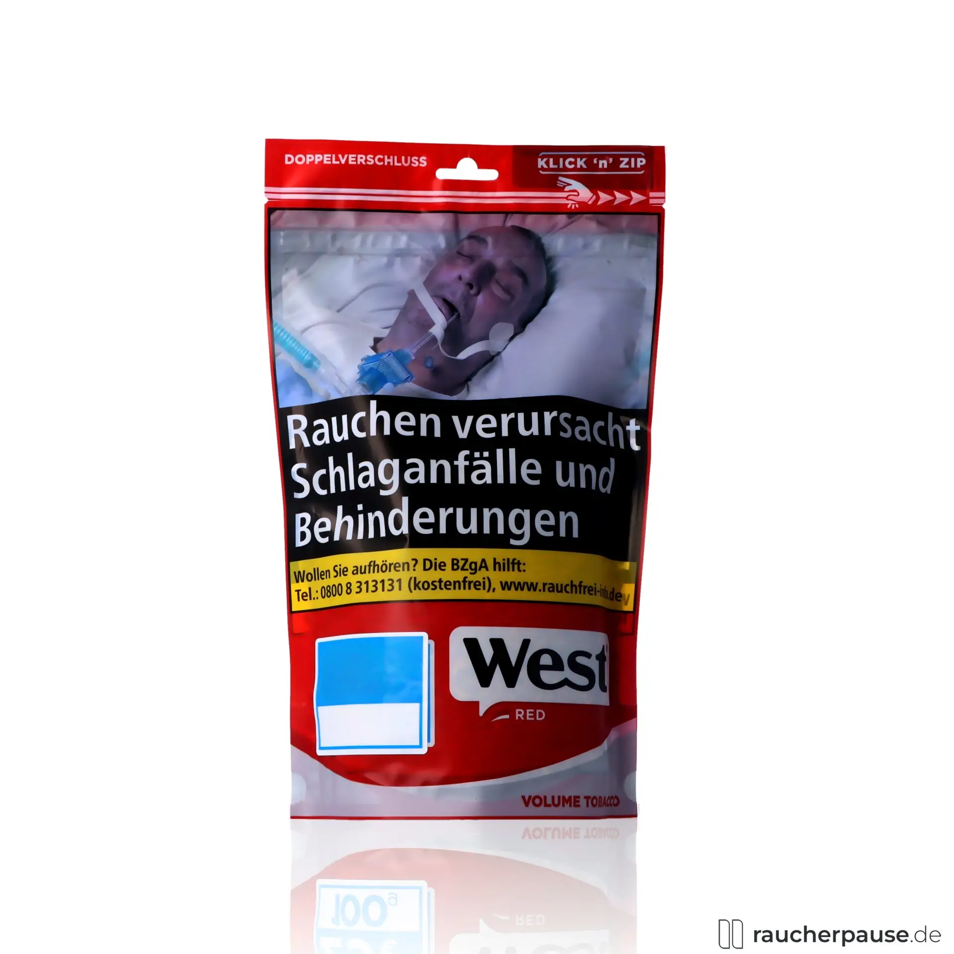 West Red Volumentabak | 95g Beutel | Locker-füllig für Zigarettenstopfen