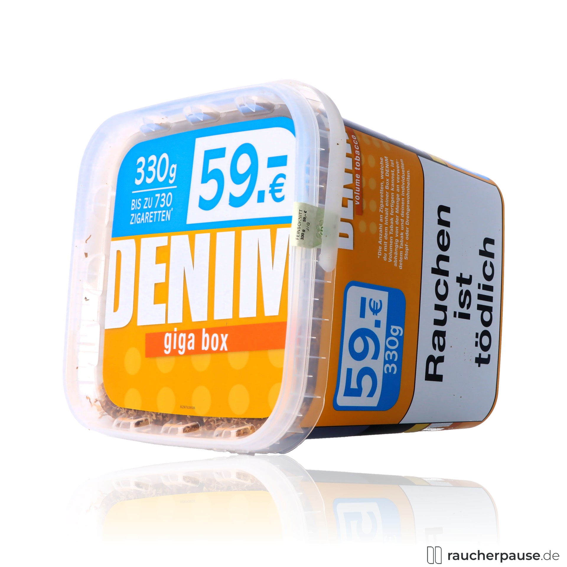 denim 4xl volumentabak giga box american blend eimerverpackung , packshot seitlich