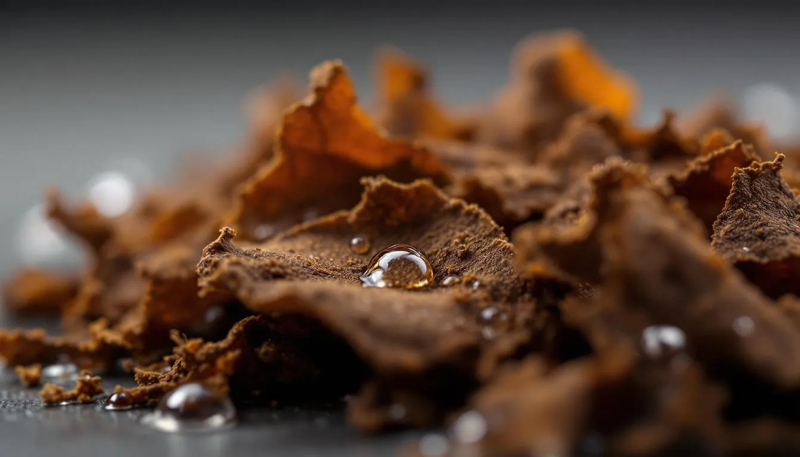 Babos Shisha Tabak Blätter mit Wassertropfen