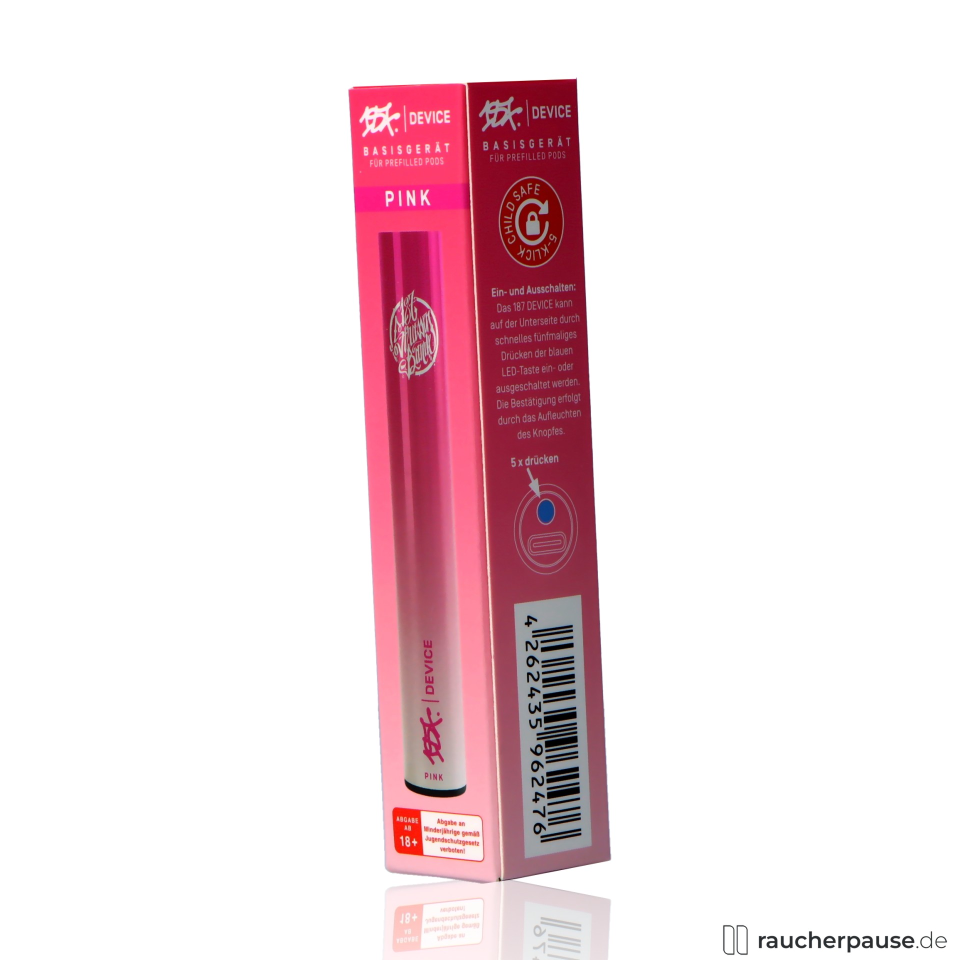 strassenbande e zigarette pink usb c kompakt , packshot seitlich