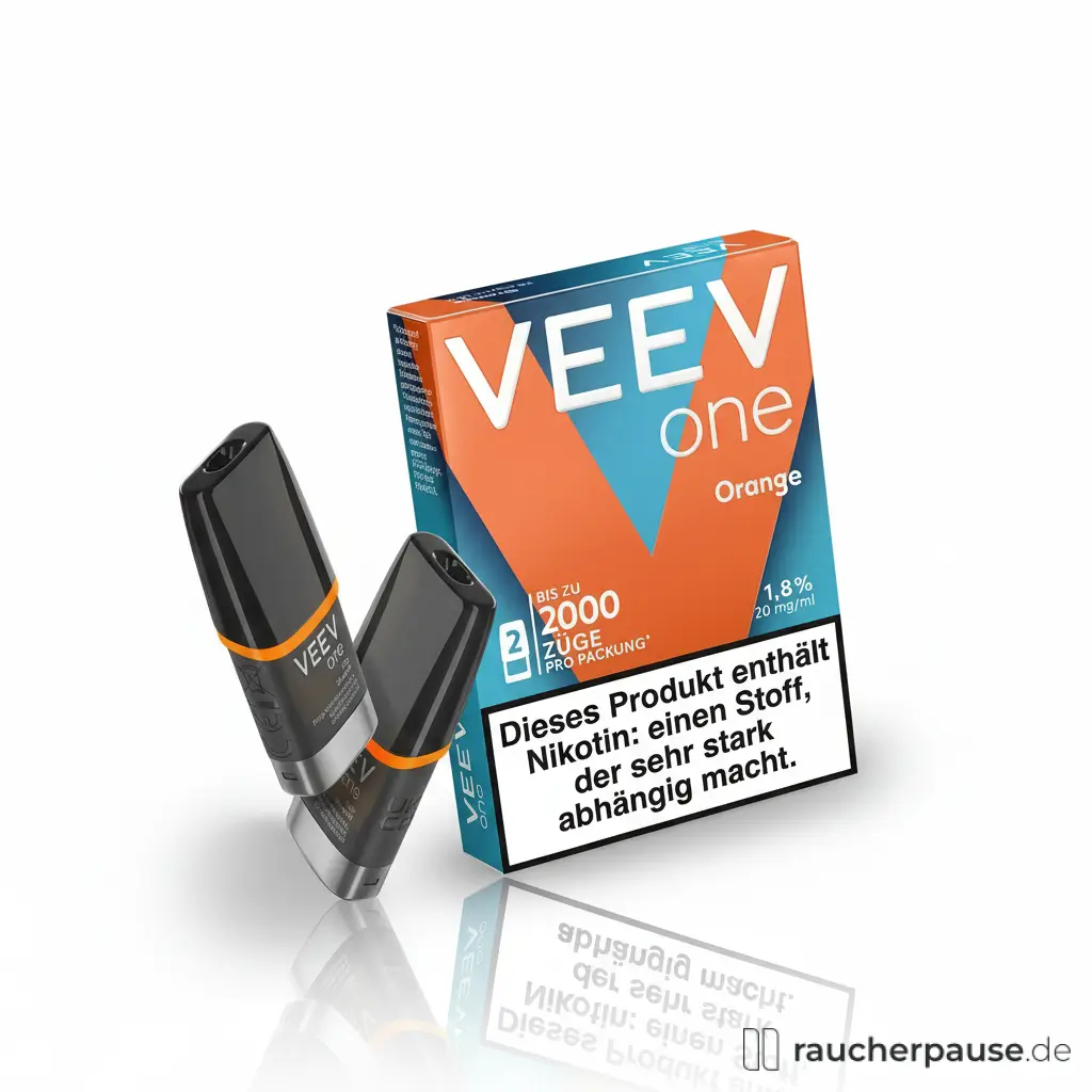 VEEV ONE Orange Pods für VEEV ONE Device | 2x2ml | 20mg Nikotinsalz | Intensives Orangen Aroma | Bis zu 2000 Züge