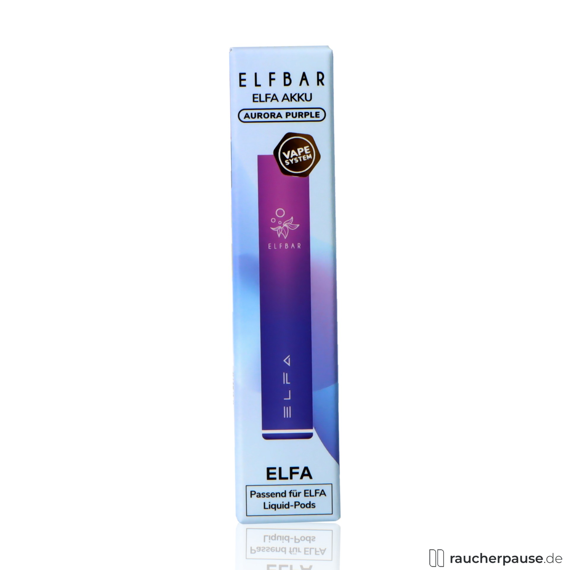 Elf Bar Elfa Akku Träger | Aurora Purple | E-Zigaretten System | 500mAh Akku elfbar, elf bar elfa traeger aurora purple e zigaretten system, packshot seitlich
