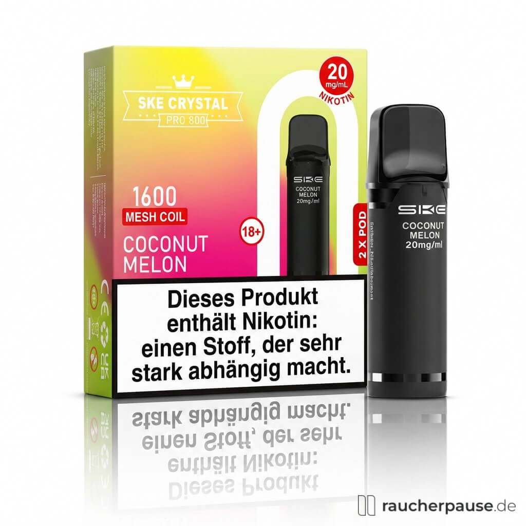 SKE Crystal 800 Pro Coconut Melon Prefilled Pods | 2 Stück | 20 mg/ml Nikotin