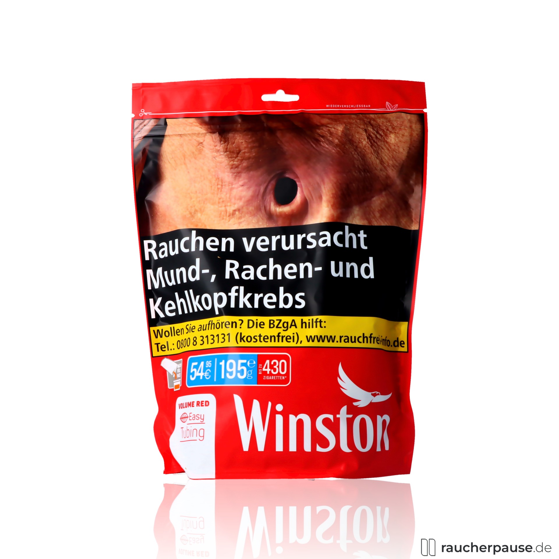 Winston Red Volumentabak | 195g Beutel | American Blend | Würziges Aroma