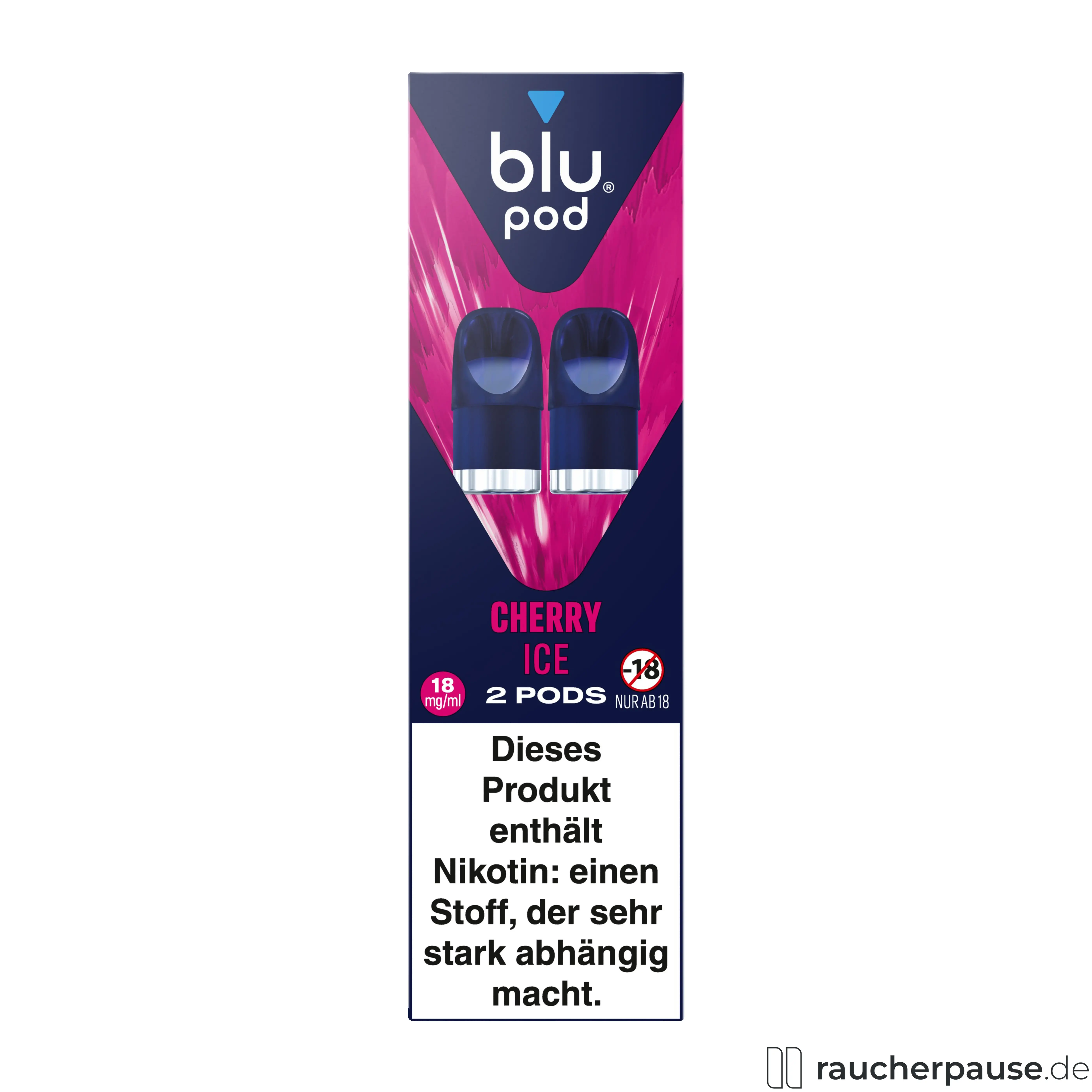 Blu Pod Cherry Ice 18mg/ml Nikotin | 2 Pods | Kompatibel mit Blu Bar Kit E-Zigarette Geschmack: Ice, Kirsche / Nikotingehalt: 18 mg/ml