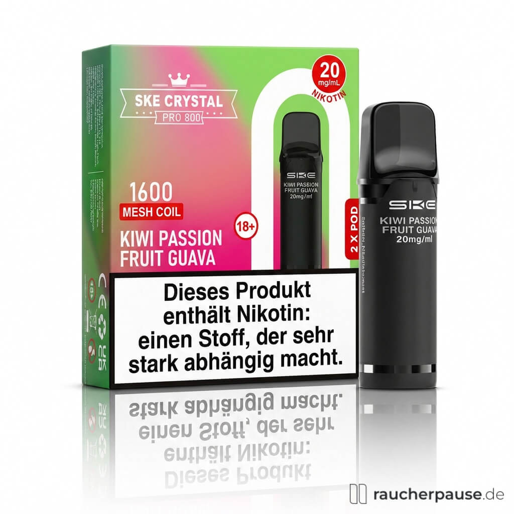 SKE Crystal 800 Pro Kiwi Passion Fruit Guava Prefilled Pods | 2 Stück | 20 mg/ml Nikotin