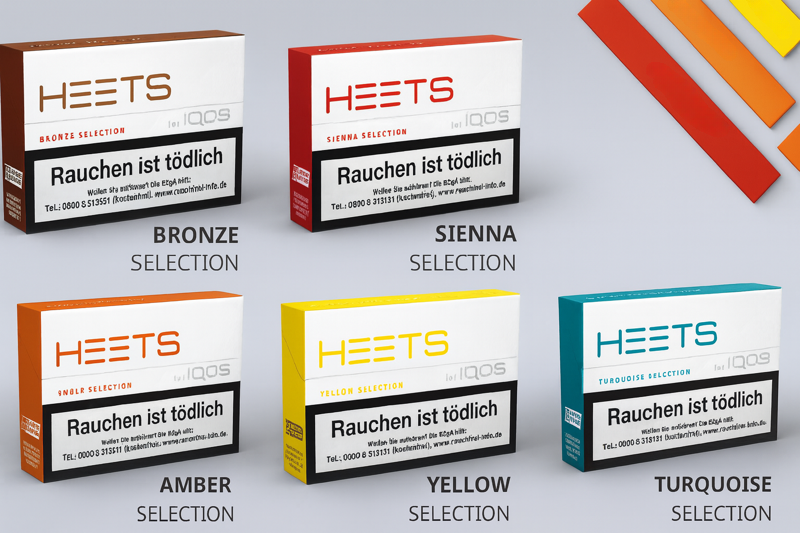 Heets Tabaksticks Sorten: Bronze, Sienna, Amber, Yellow, Turquoise