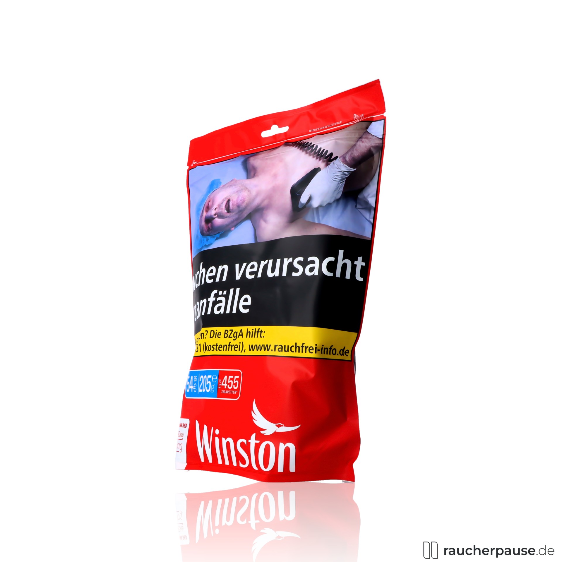 winston red volumentabak beutel american blend wuerziges aroma , packshot vorderseite