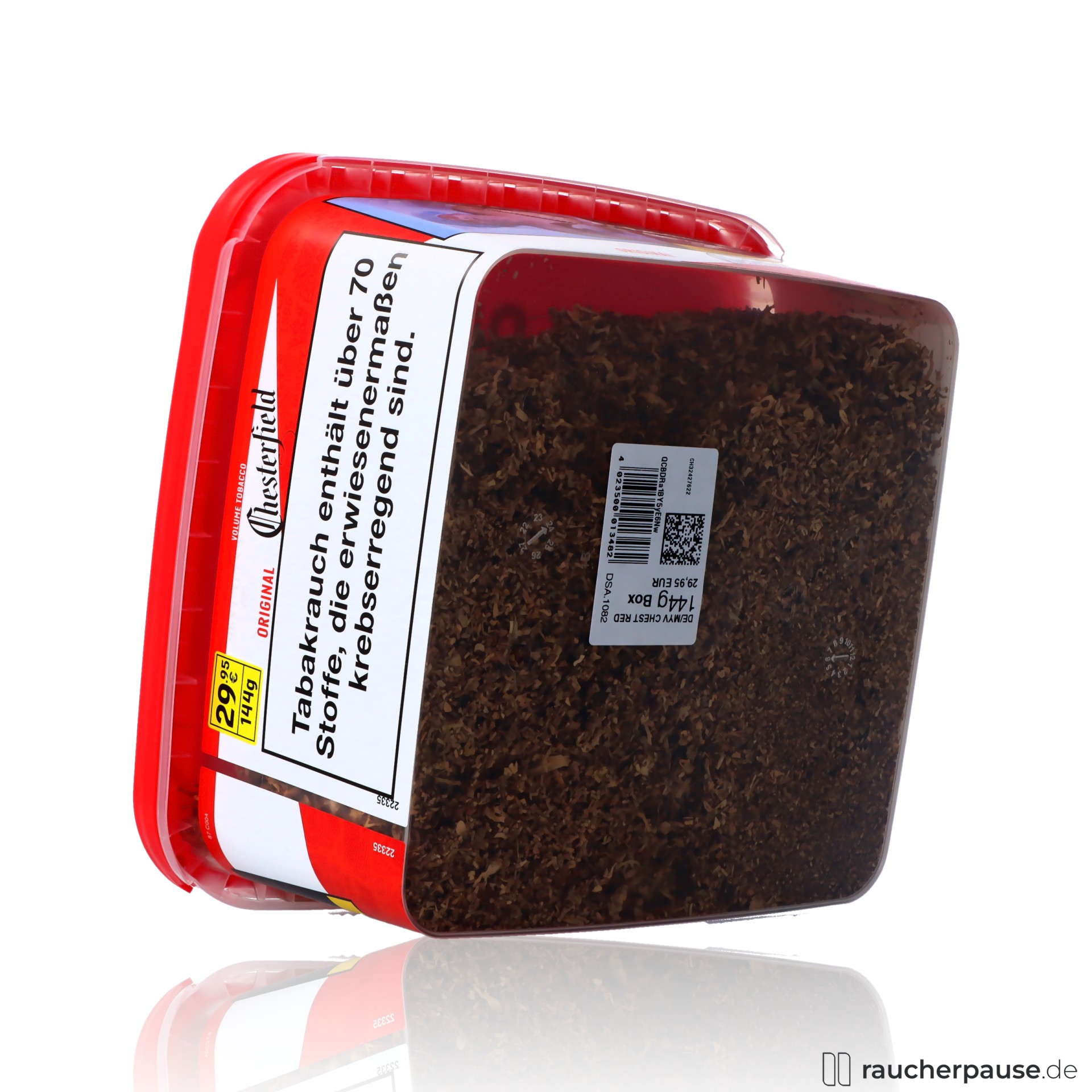 chesterfield red volumentabak mega box american blend selbststopfer , packshot hinterseite