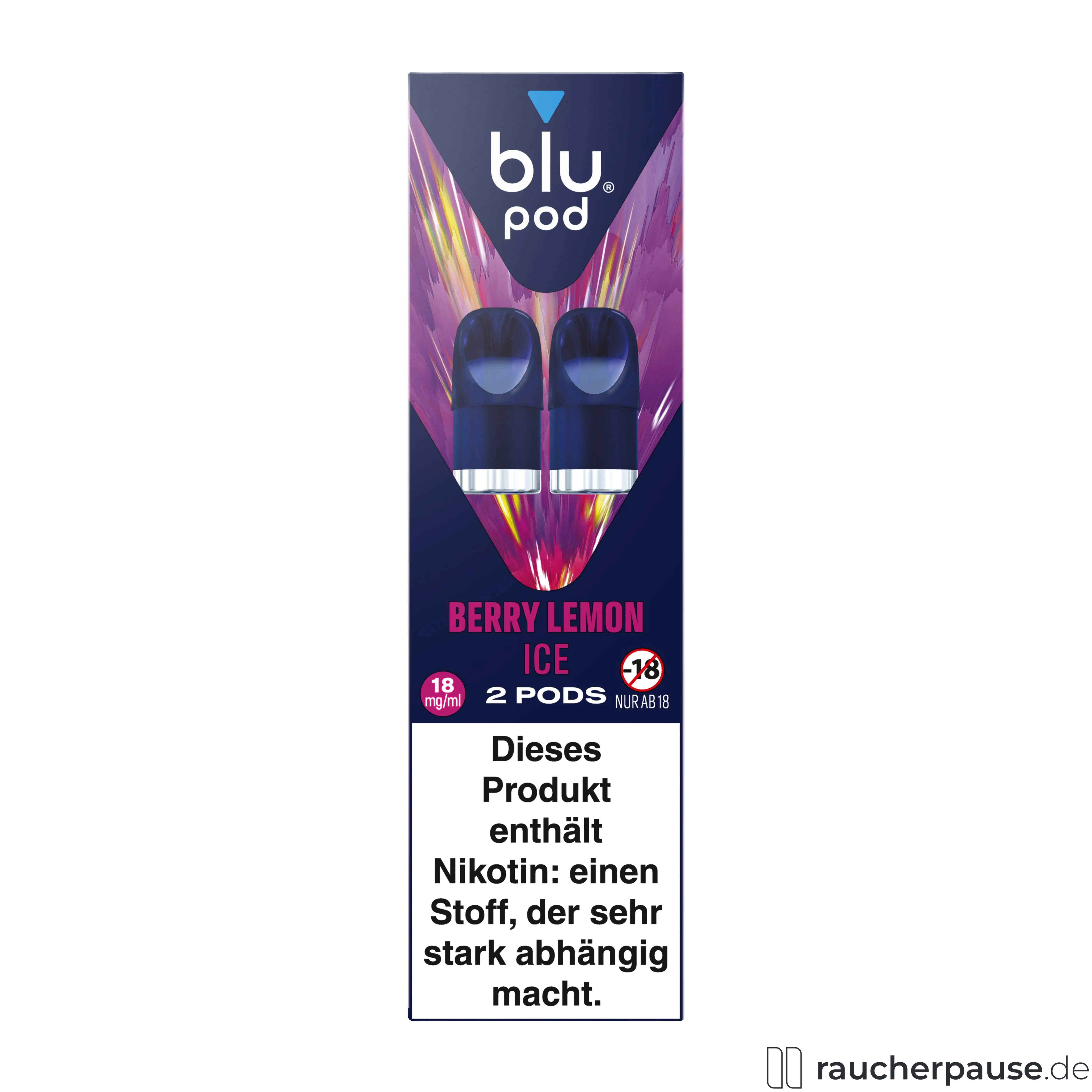 Blu Pod Berry Lemon Ice 18mg/ml Nikotin | 2 Pods | Kompatibel mit Blu Bar Kit E-Zigarette Geschmack: Ice, Zitrone / Nikotingehalt: 18 mg/ml