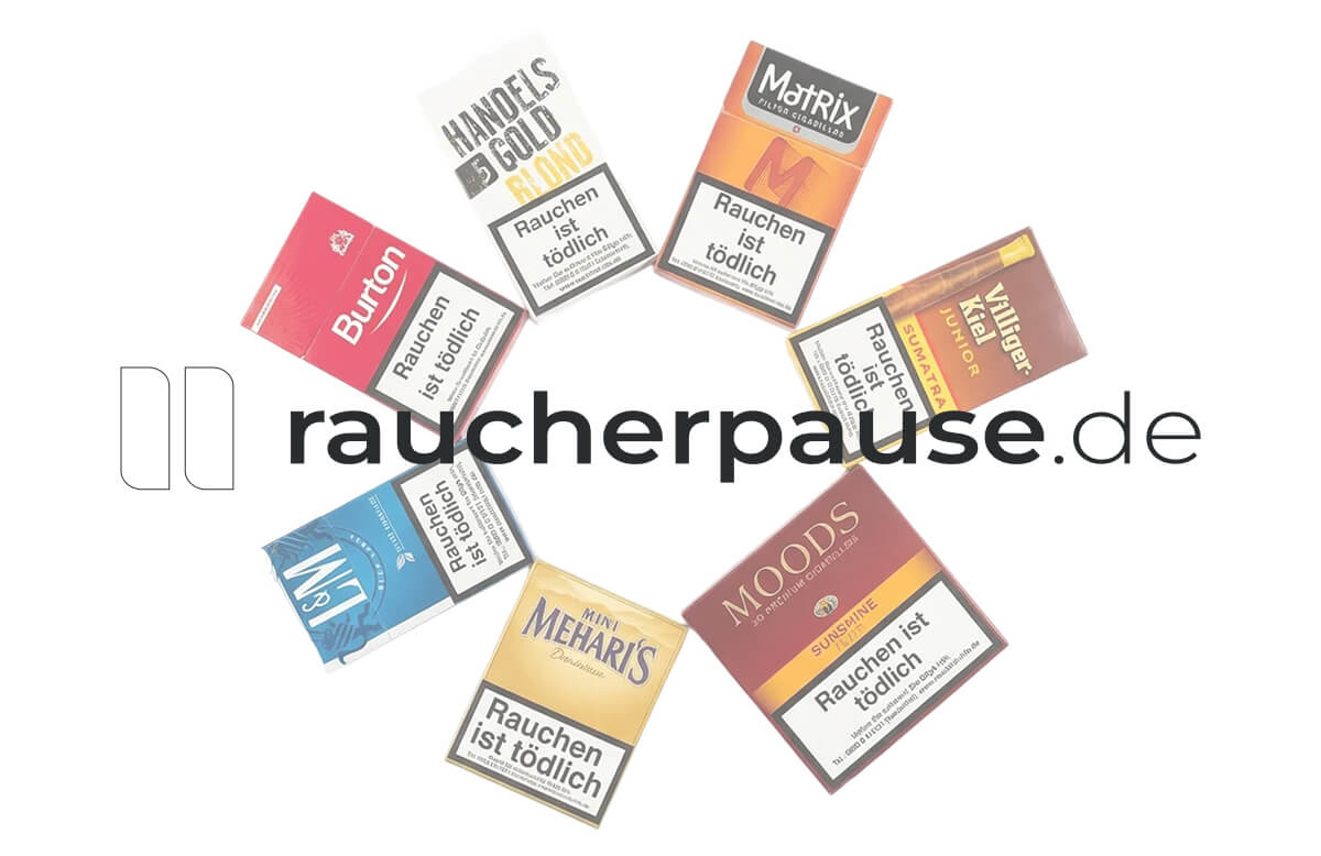 Verschiedenste Zigarillos-Packungen angeordnet auf einem weißen Hintergrund in einer Kreisform