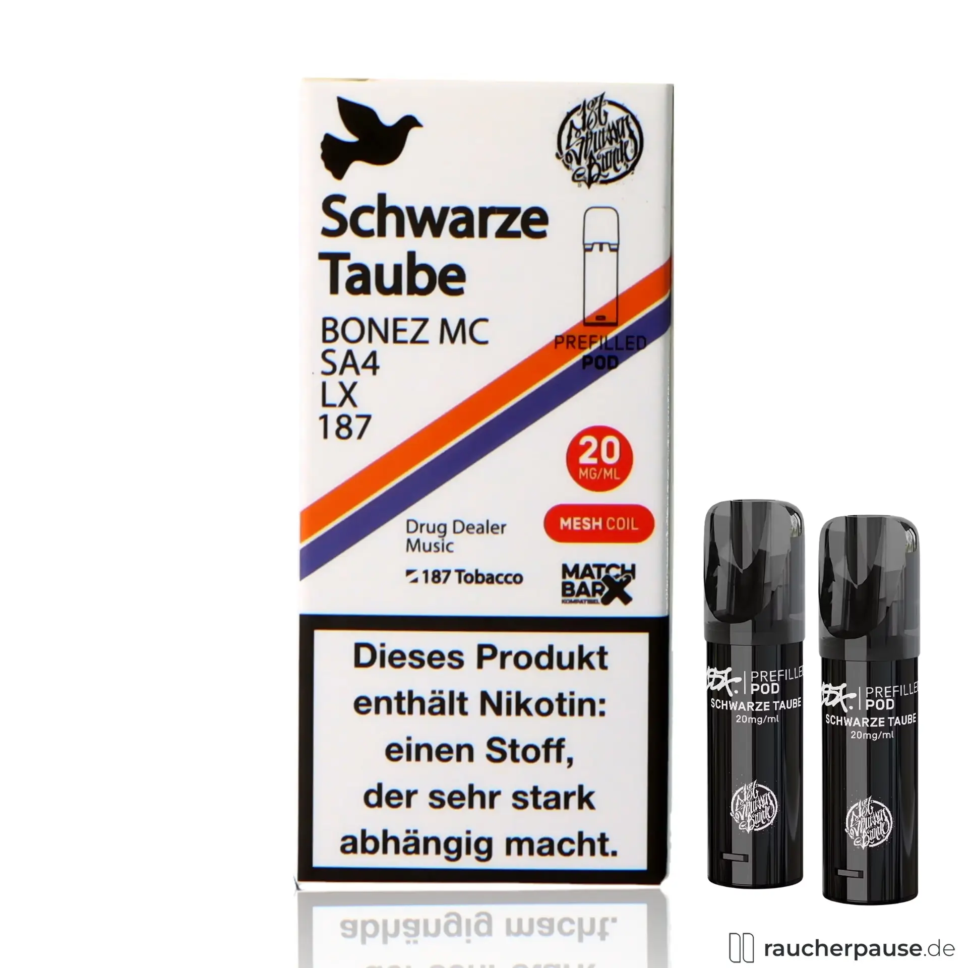 187 Strassenbande Pods | Schwarze Taube | 20mg/ml Nikotin | Traube & Ice