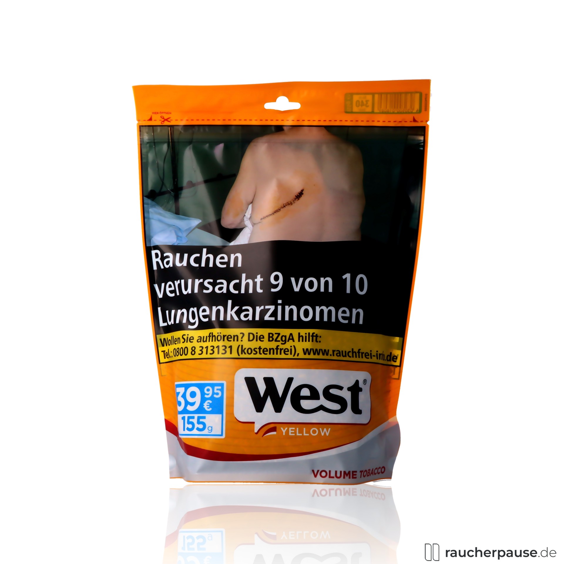 West Yellow Volumentabak | 155g Jumbo Beutel | American Blend | Aromatisch kräftig