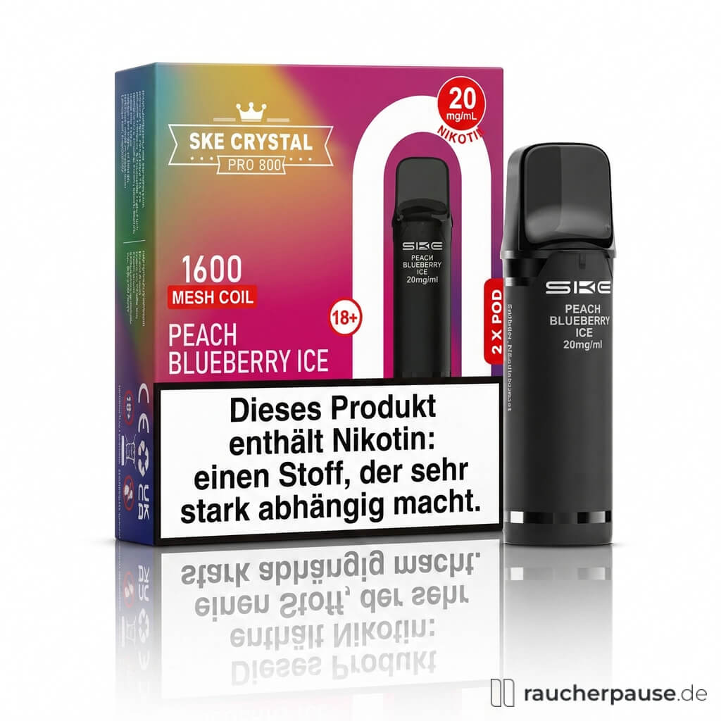 SKE Crystal 800 Pro Peach Blueberry Ice Prefilled Pods | 2 Stück | 20 mg/ml Nikotin