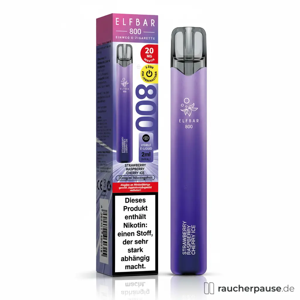 ELFBAR 800 Strawberry Raspberry Cherry Ice Einweg E-Zigarette | 800 Züge | 20mg Nikotinsalz | Sichtbarer Liquidstand