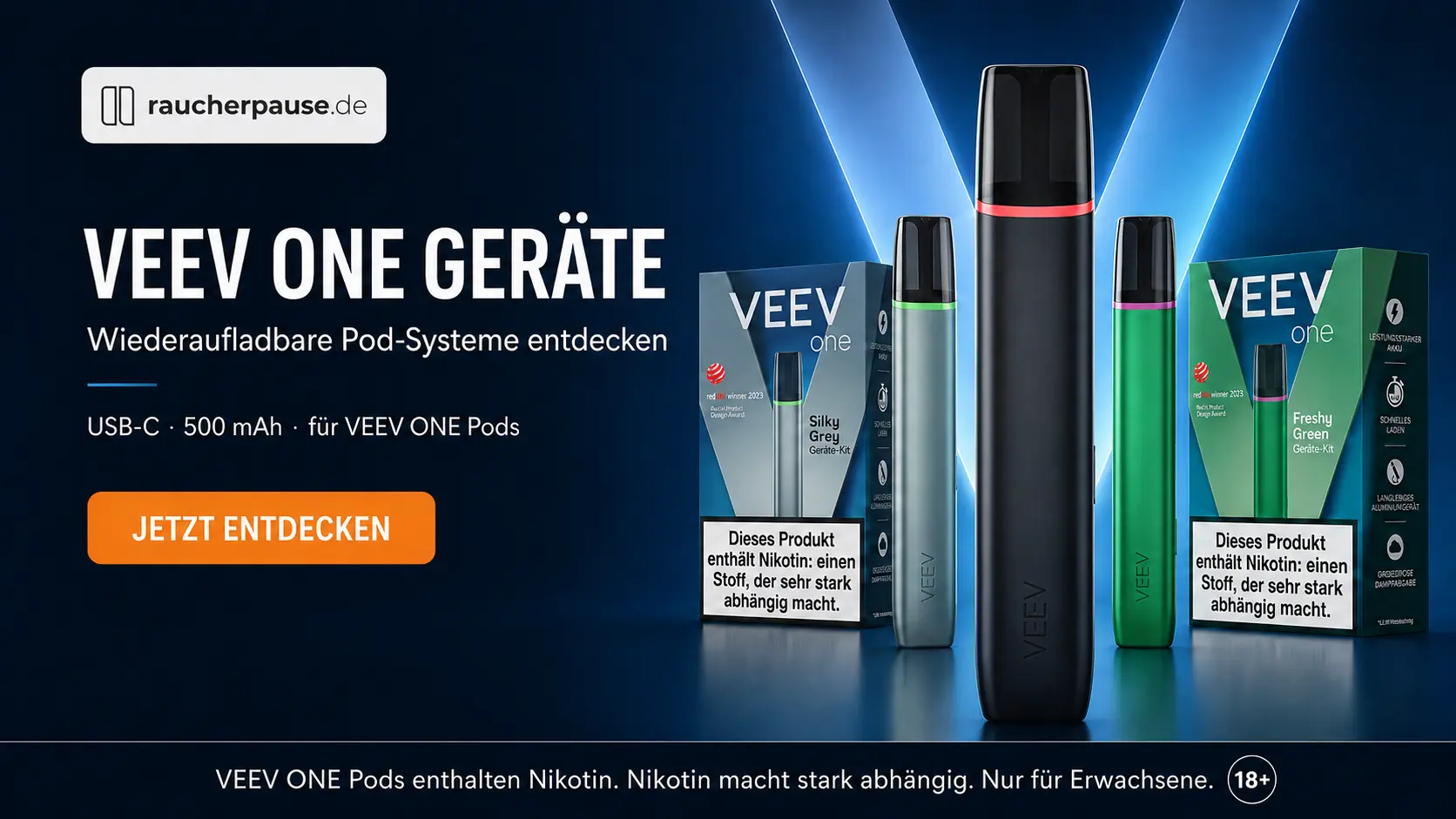 VEEV ONE Geräte und Geräte-Kits in Velvet Black, Silky Grey und Freshy Green bei raucherpause.de