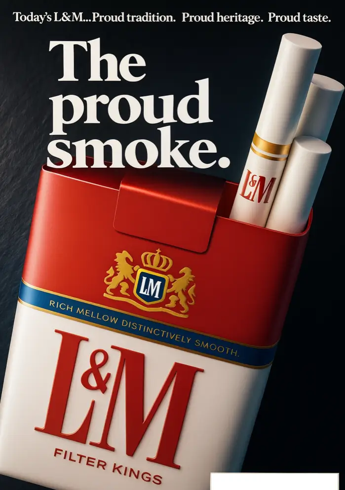 L&M Zigarettenpackung mit Filter, rot-weißer Verpackung, „The stolz Smoke“ Schriftzug, betont Tradition und Qualität, für Online-Verkauf bei raucherpause.de.