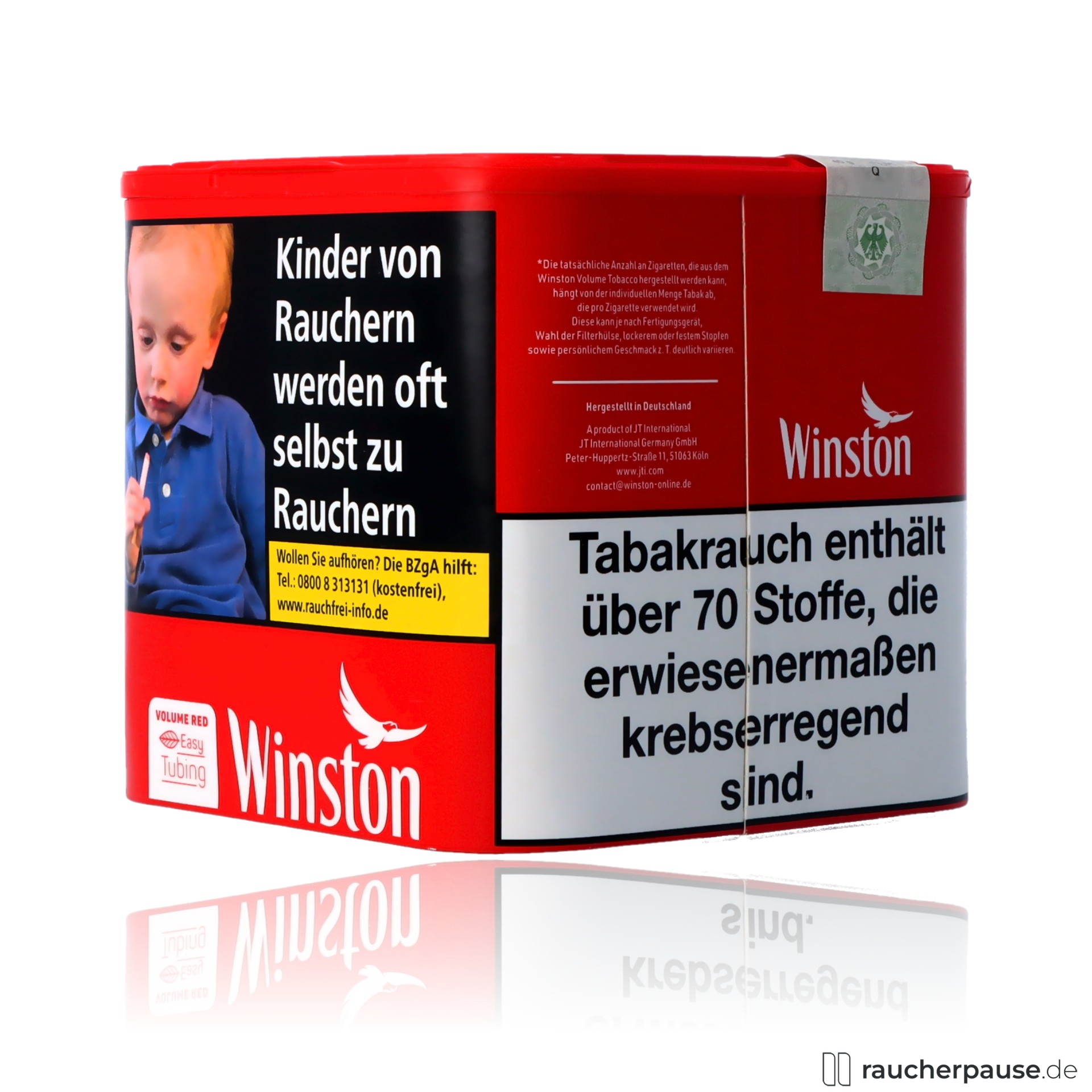 winston red volumentabak 40g dose american blend mittelstark , packshot vorderseite