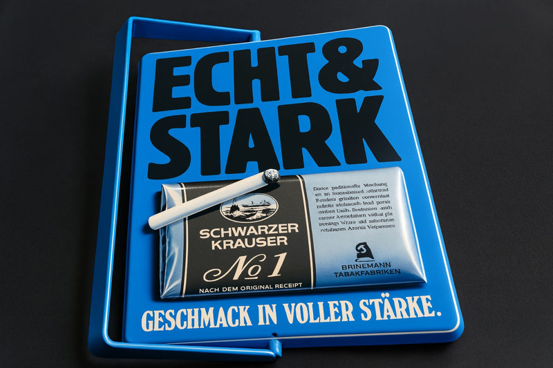 Schwarzer Krauser Tabak Logo mit Schriftzug "Echt & Stark"