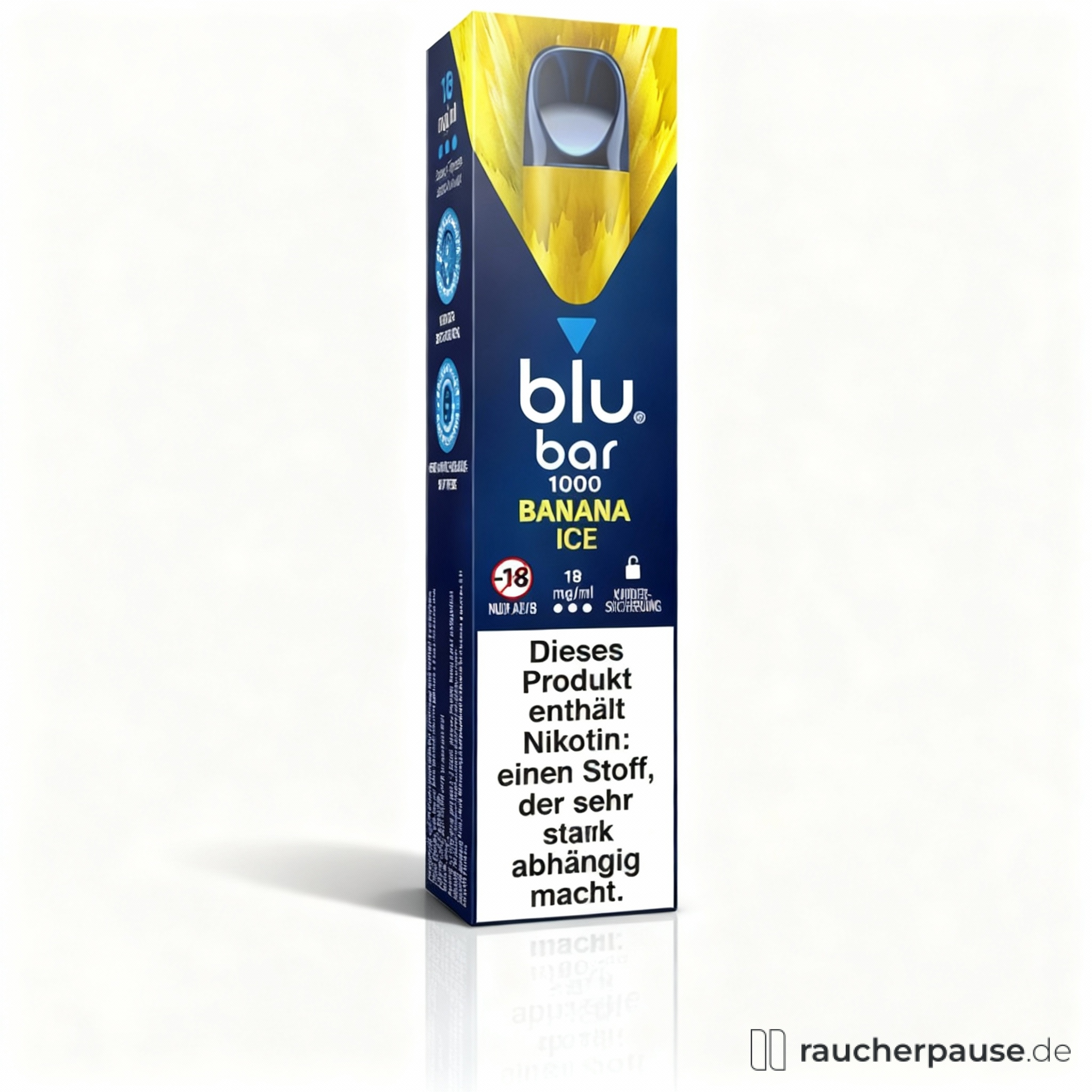 blu bar 1000 Einweg E-Zigarette Banana Ice | 18 mg Nikotin | Fruchtiger Genuss für unterwegs | Bis zu 1000 Züge