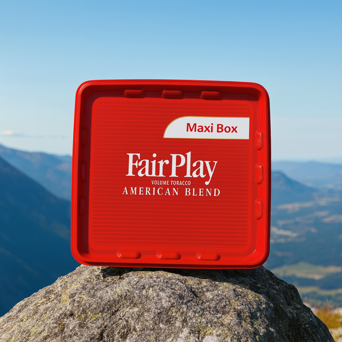 FairPlay Tabak Dose auf einem Stein in den Bergen