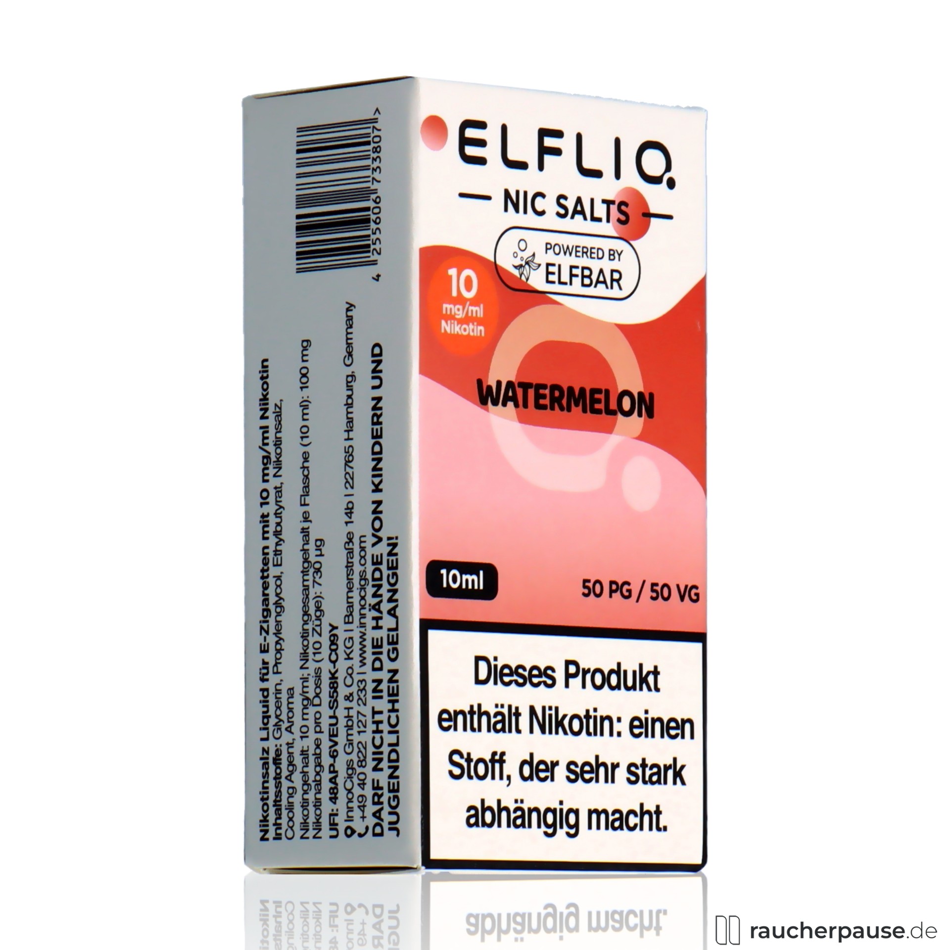 elfbar, elfliq by elf bar nikotinsalz liquid watermelon ml nikotin , packshot seitlich
