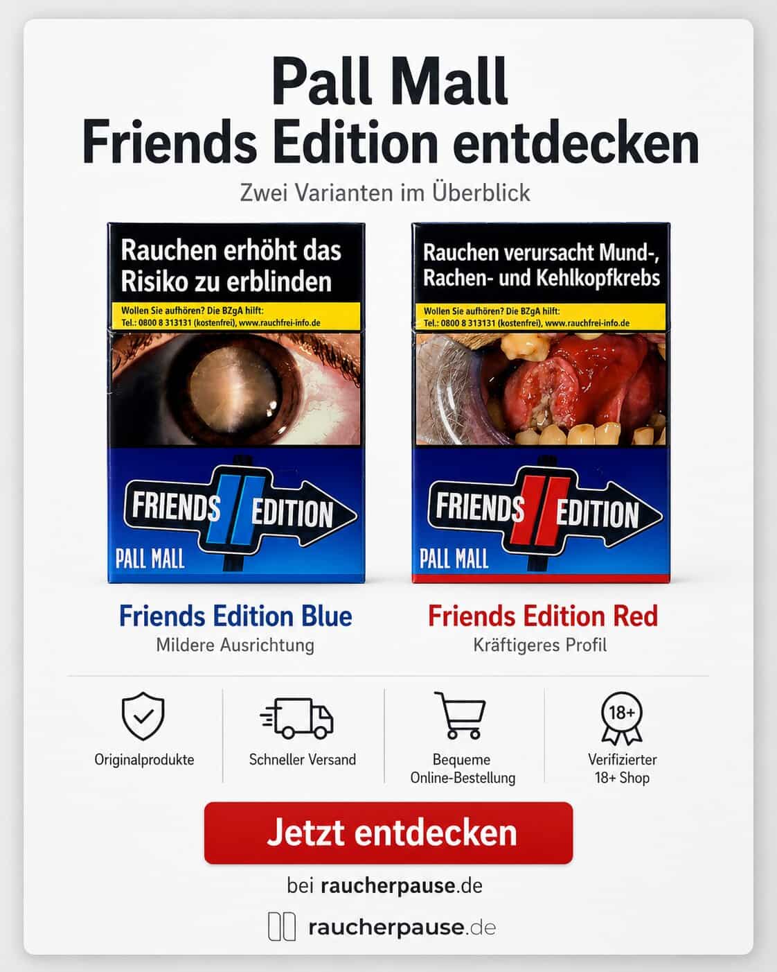Pall Mall Blue Giga und Pall Mall Red Giga Zigaretten