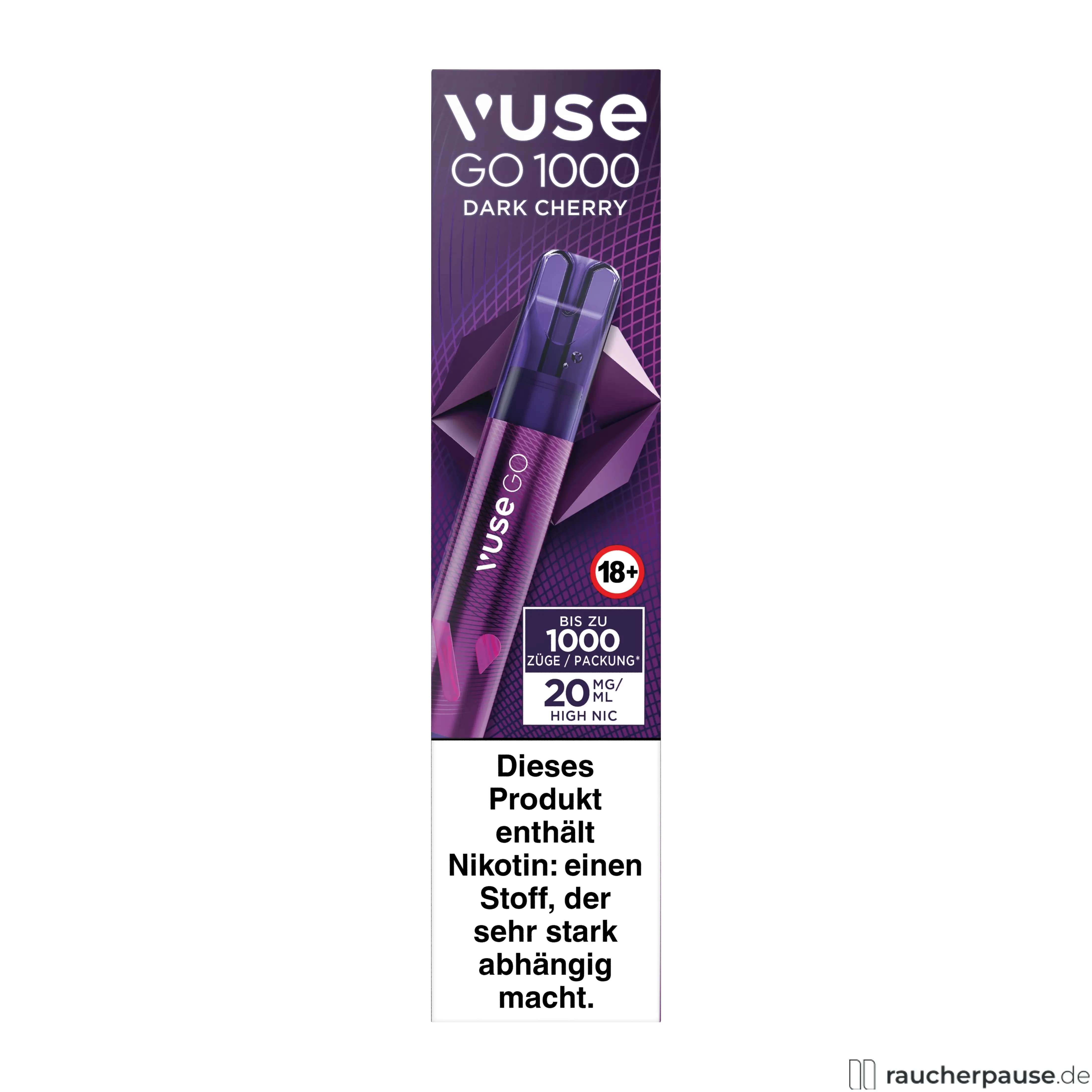 Vuse GO 1000 E-Shisha | Dark Cherry 20mg Nikotin | Einweg, 1000 Züge, 2ml Liquid
