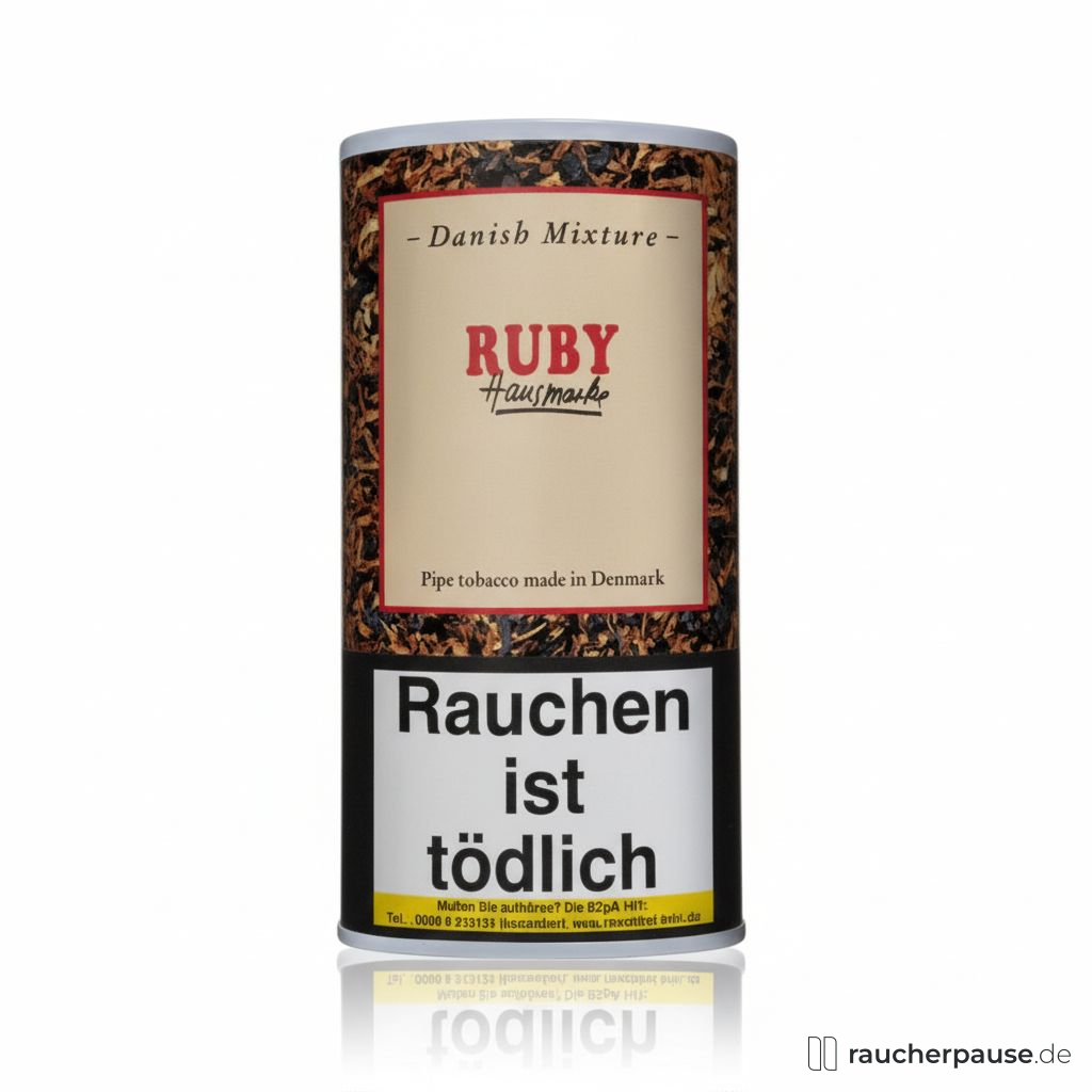 Danish Mixture Ruby Pfeifentabak | 50g Pouch | Schwarze Wildkirsche Aroma | Hausmarke